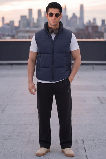 Mens - Sleevless Puffer Jacket Set - Navy Black