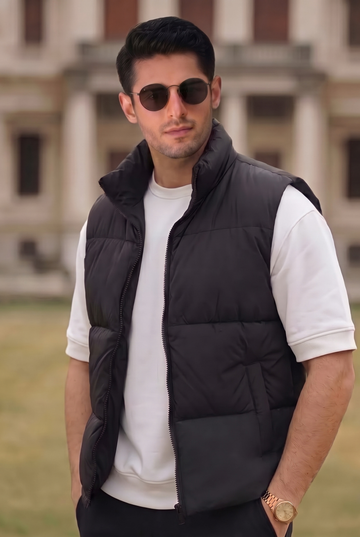 Mens - Puffer Jacket (Sleeveless) - Black
