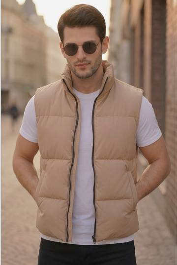 Mens - Puffer Jacket (Sleeveless) - Skin