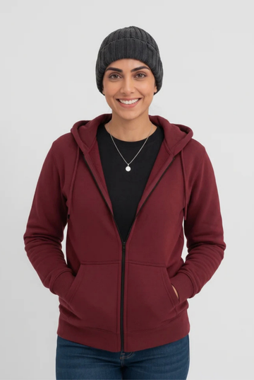 Women's - Zipper Hoodie - Maroon