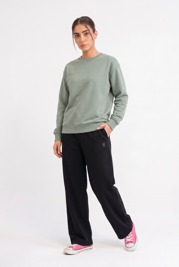 Womens - Winter Tracksuits - Baggy Cotton - Sage Green